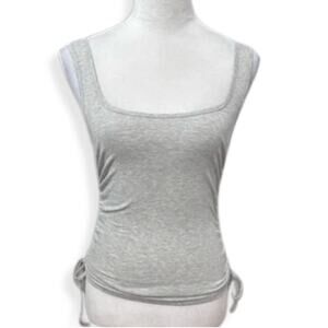 4th Reckless Camisole Top Ruched Side Stretchy Gray Heathered Women's XS NWOT